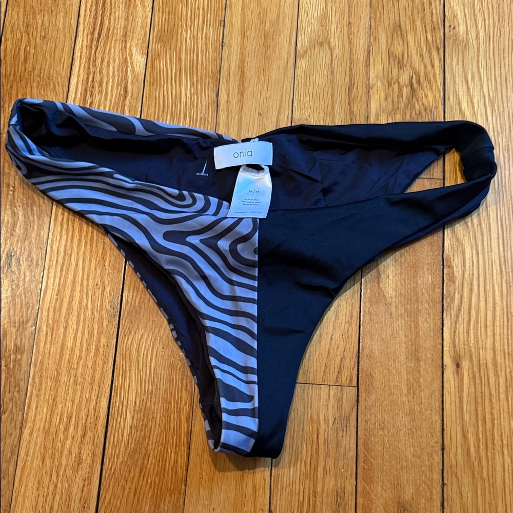 Onia Black & Gray Zebra-Print Women’s Bikini Bottom
